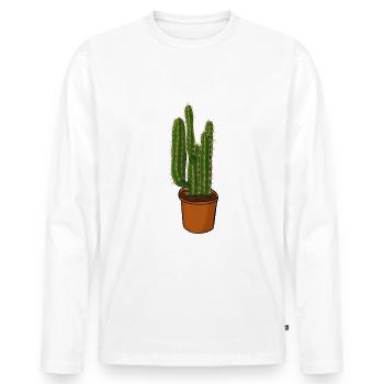 Kaktus - Männer Premium Bio Langarmshirt - Weiß - Vorne - Nico (187cm)