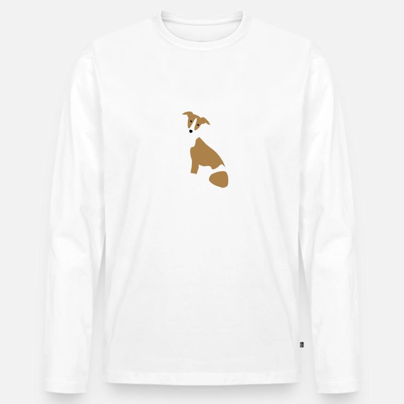 Whippet - Männer Premium Bio Langarmshirt - Weiß
