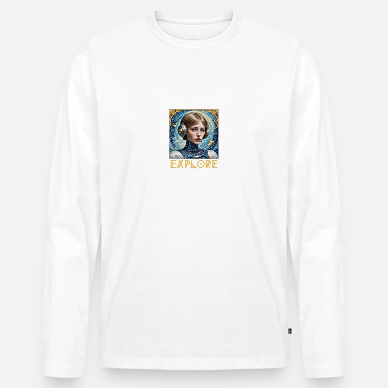 Erforschen und erobern - Männer Premium Bio Langarmshirt - Weiß