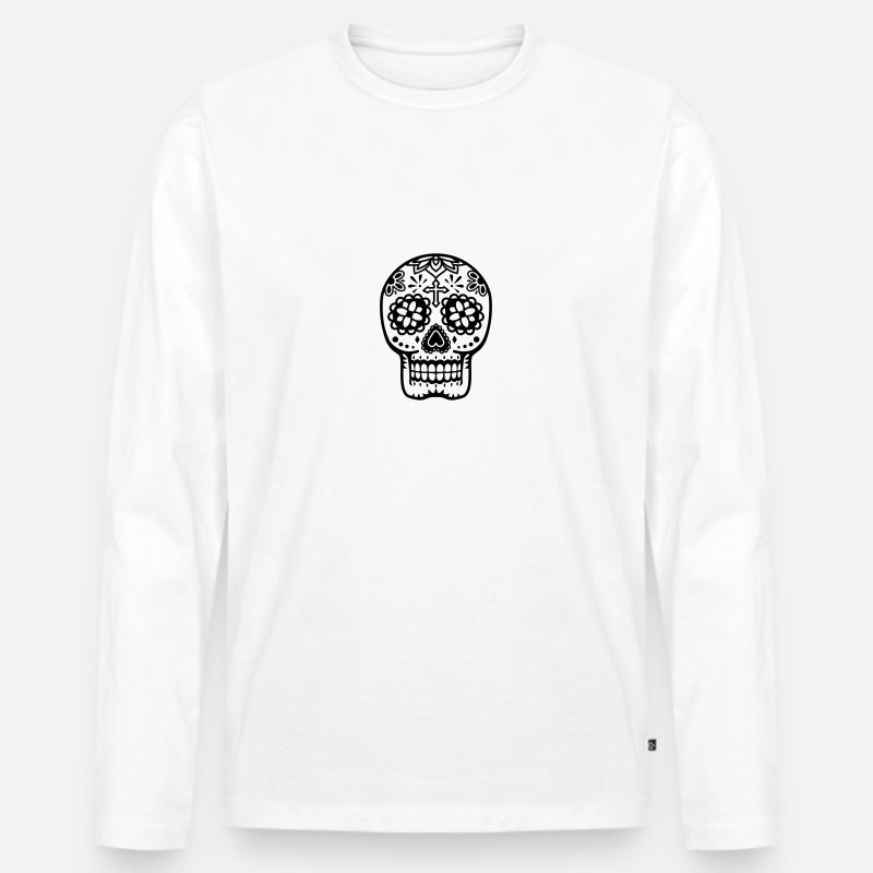 Schädel - Männer Premium Bio Langarmshirt - Weiß