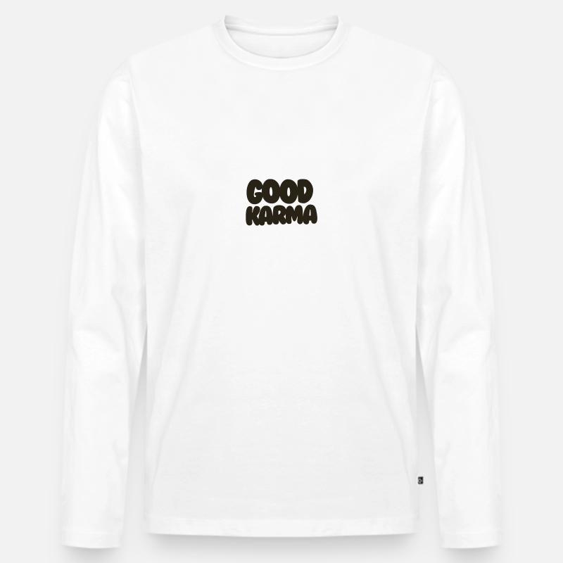 Good Karma black - Männer Premium Bio Langarmshirt - Weiß