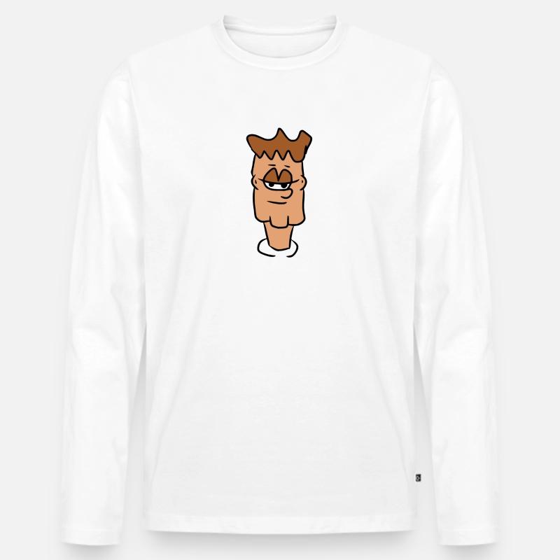 Bunter Comic Kopf - Männer Premium Bio Langarmshirt - Weiß