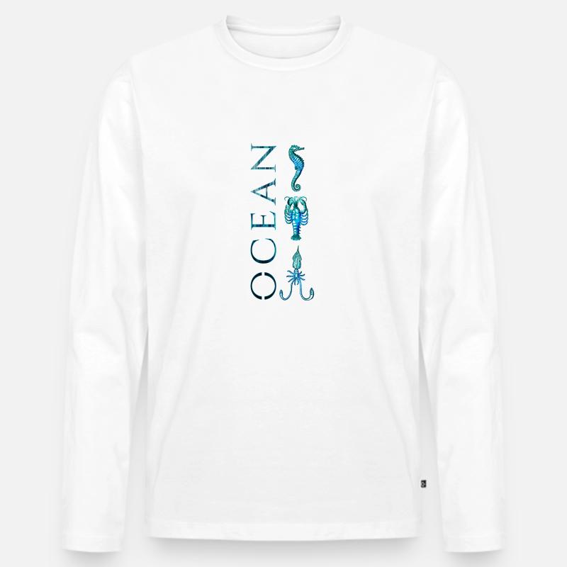 Meerestiere - Männer Premium Bio Langarmshirt - Weiß
