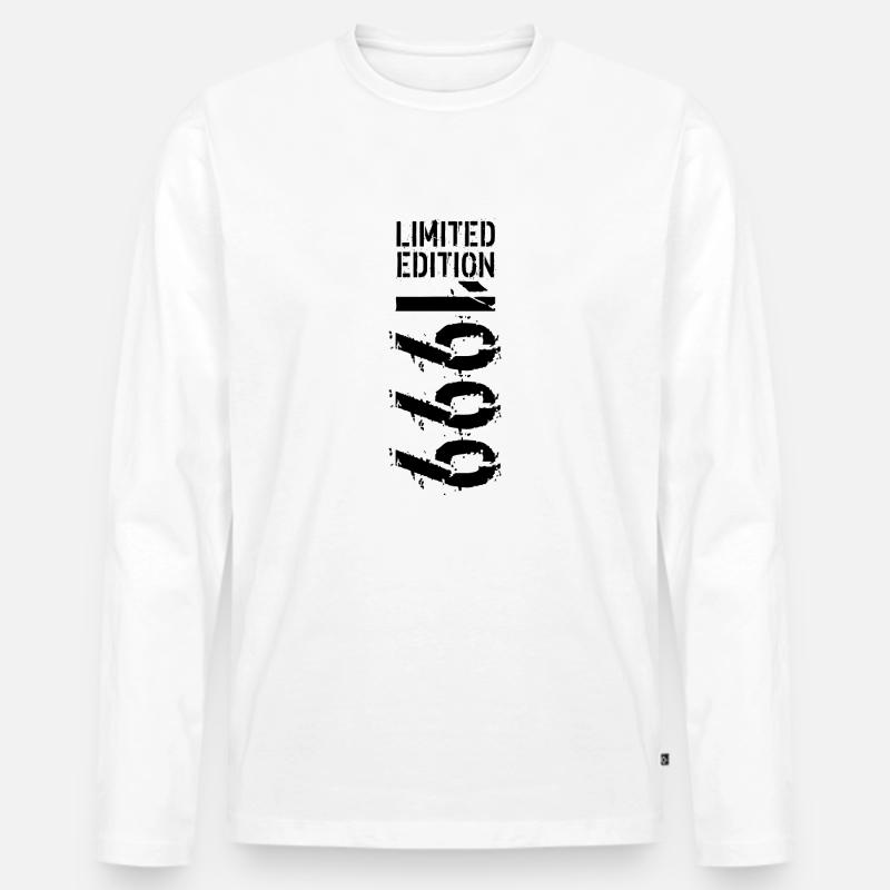 LIMITED EDITION 1999 SCHWARZ - Männer Premium Bio Langarmshirt - Weiß