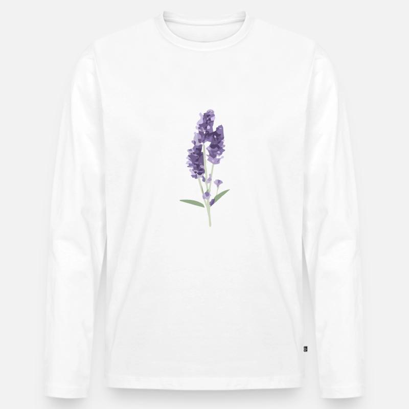 Lavendel - Männer Premium Bio Langarmshirt - Weiß