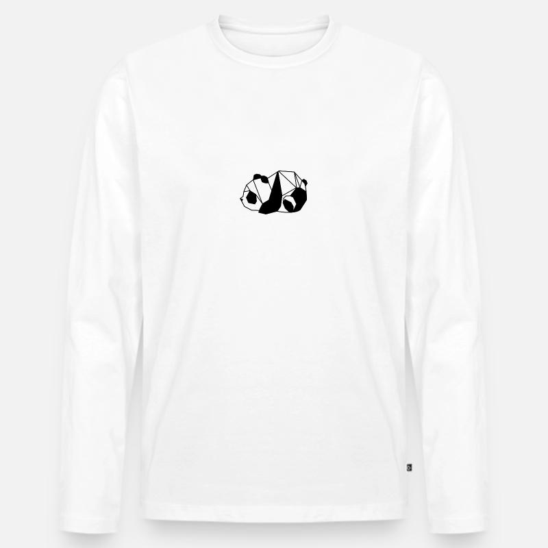 Panda Liegen - Männer Premium Bio Langarmshirt - Weiß