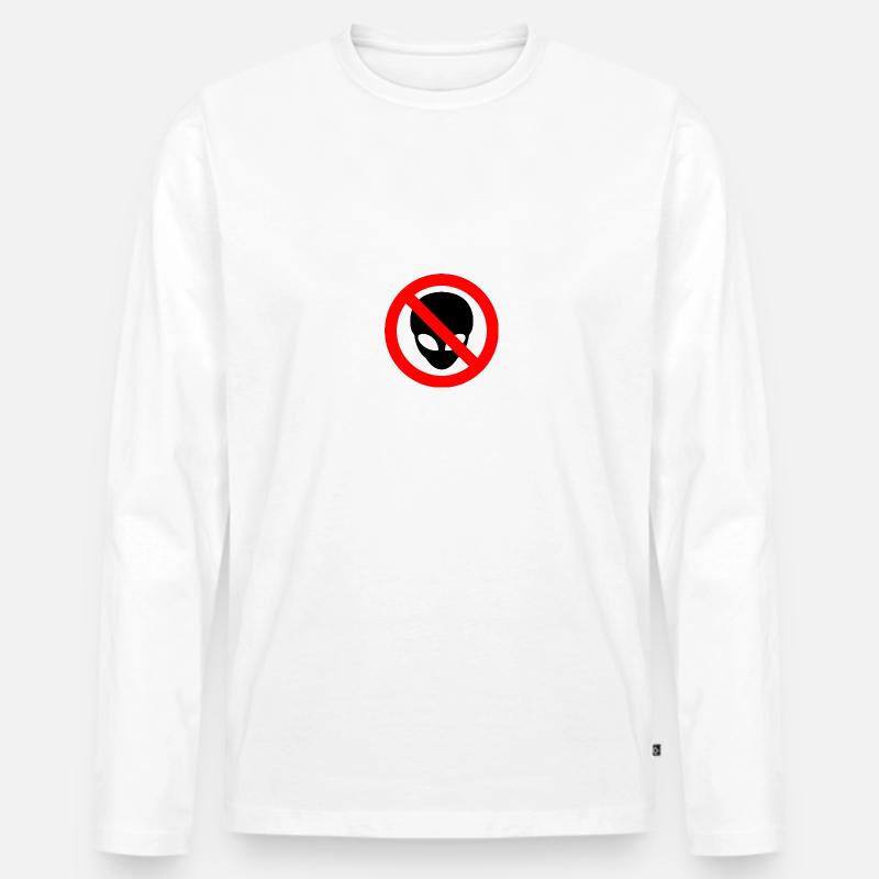 Graues Aliens-Verbotsschild - Männer Premium Bio Langarmshirt - Weiß