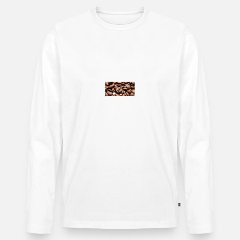 Kaffee - Männer Premium Bio Langarmshirt - Weiß