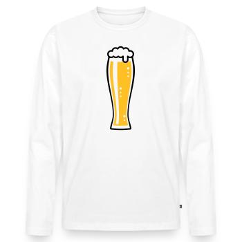 Verre à bière de blé (bière / verre de blé / verre à bière / 3C) - T-shirt manches longues Premium bio Homme - blanc - Devant - Nico (187cm)