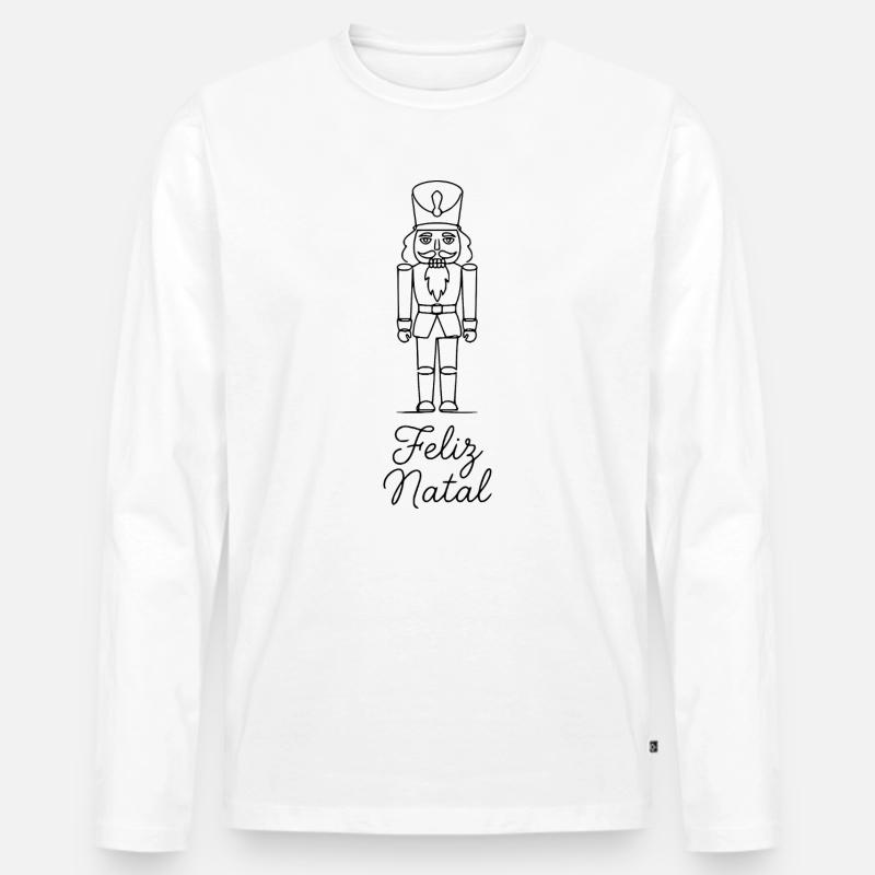 Feliz Natal Nussknacker Weihnachten klassisch - Männer Premium Bio Langarmshirt - Weiß