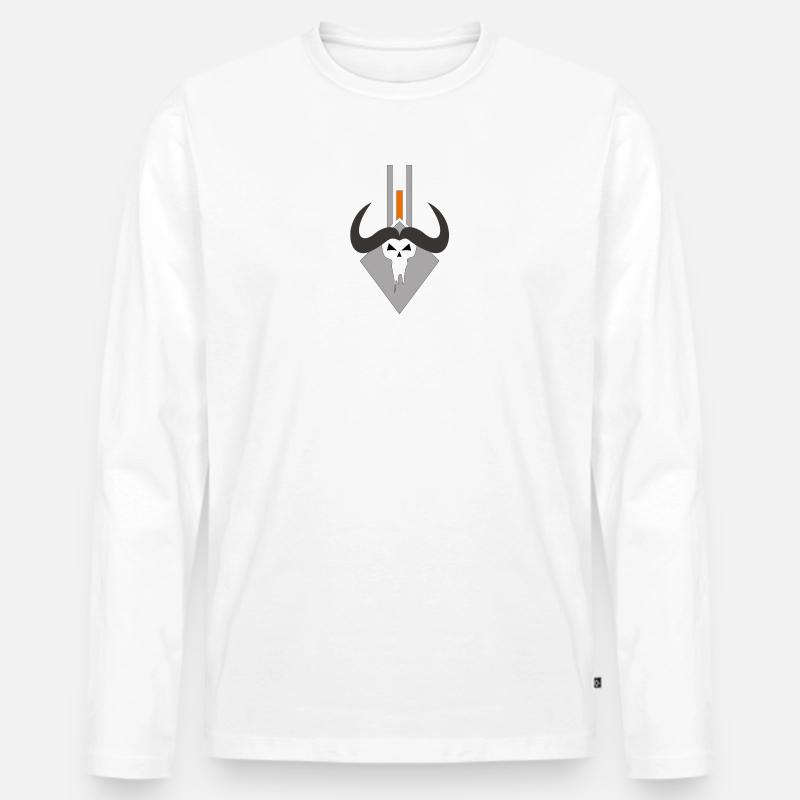 Dämonischer Totenkopf im Schild - Männer Premium Bio Langarmshirt - Weiß