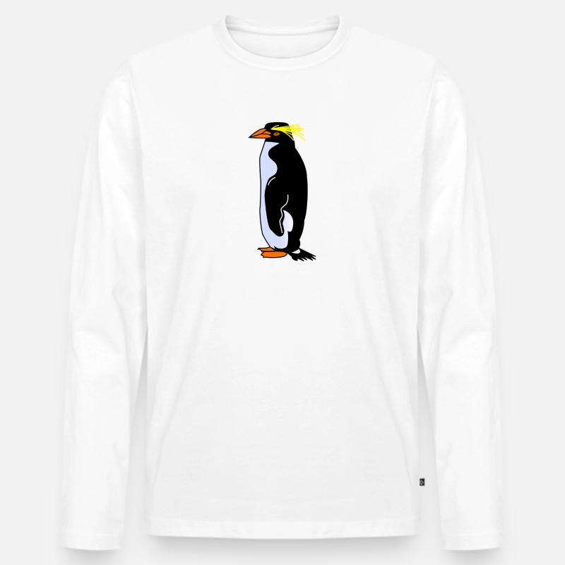 Pinguin - Männer Premium Bio Langarmshirt - Weiß