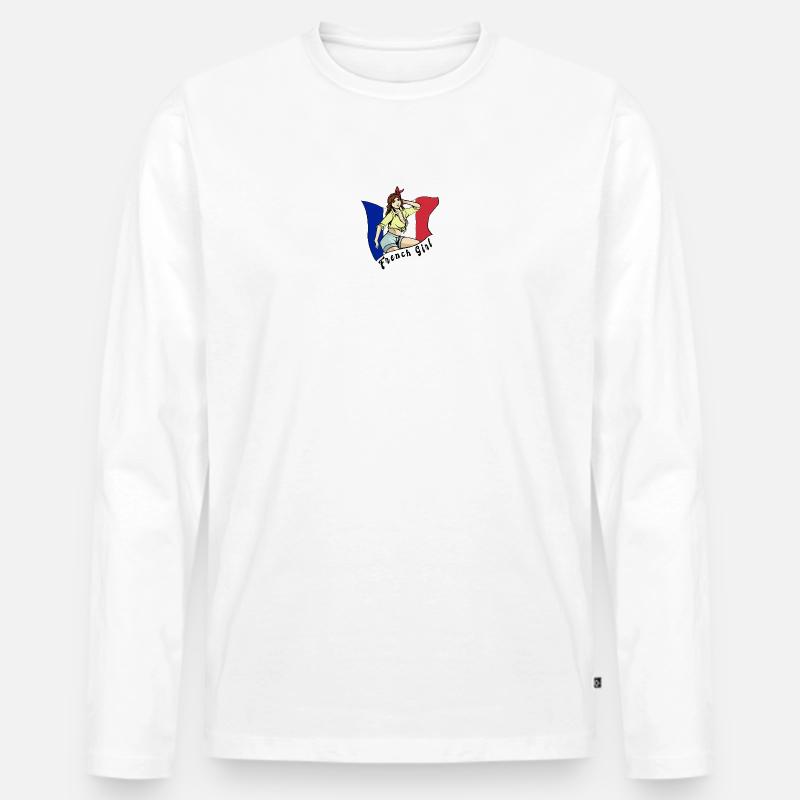 Frankreich Mädchen Flaggen Design - Männer Premium Bio Langarmshirt - Weiß