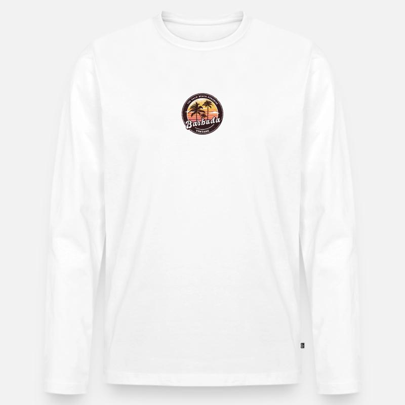Barbuda Palmen Design - Männer Premium Bio Langarmshirt - Weiß