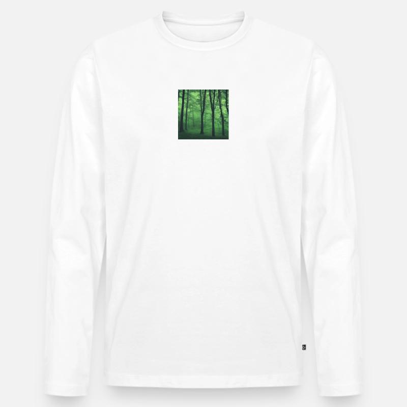 Mystischer grüner Wald - Männer Premium Bio Langarmshirt - Weiß