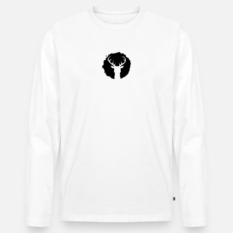 Hirsch Patch - Männer Premium Bio Langarmshirt - Weiß