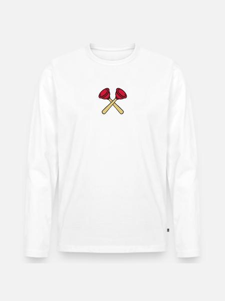 Pömpel gekreuzt - Männer Premium Bio Langarmshirt - Weiß