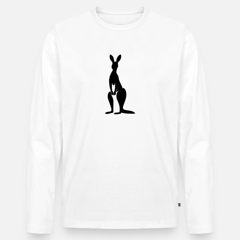 Känguru - Männer Premium Bio Langarmshirt - Weiß