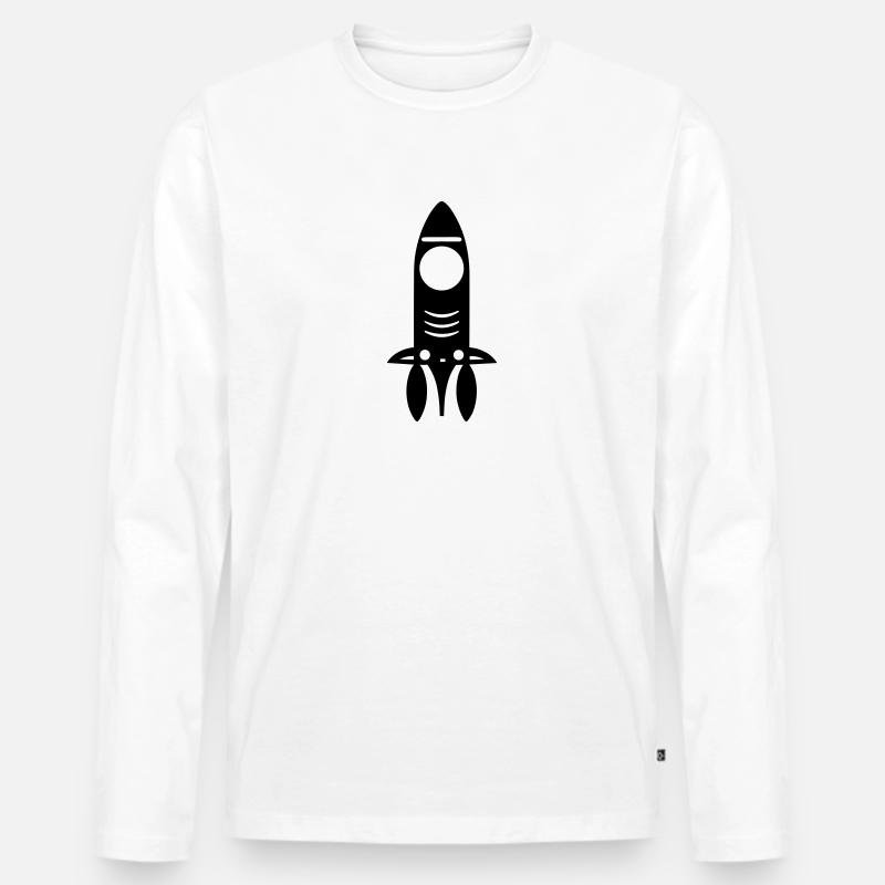 Rakete - Männer Premium Bio Langarmshirt - Weiß