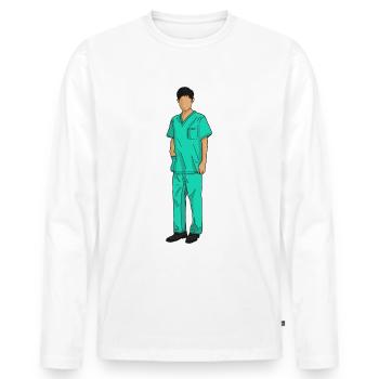 Nurse Nurse - Men's Premium Organic Long Sleeve Shirt - white - Front - Nico (187cm)