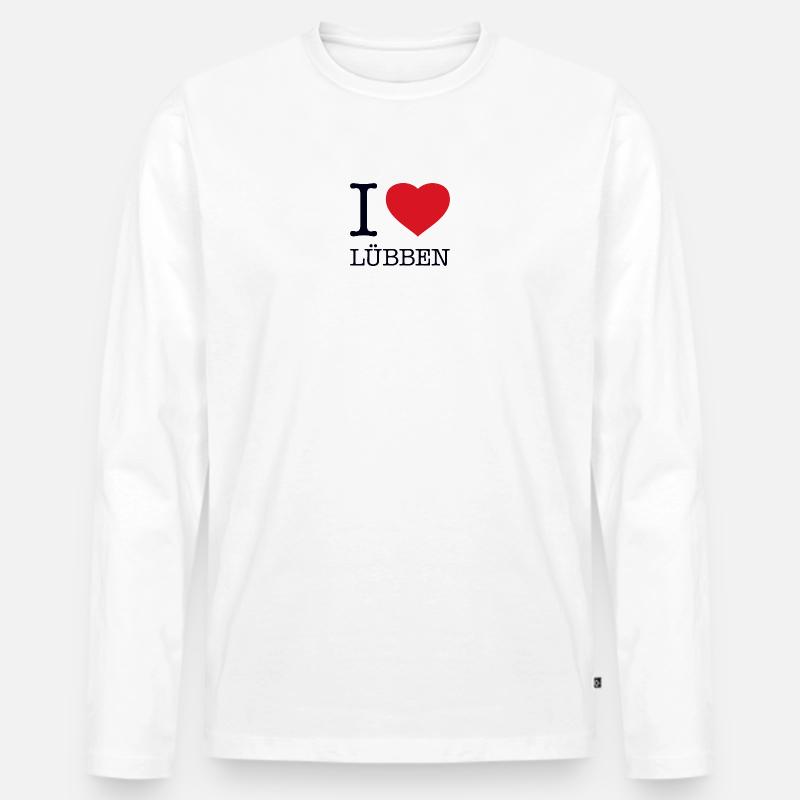 I LOVE LÜBBEN - Männer Premium Bio Langarmshirt - Weiß