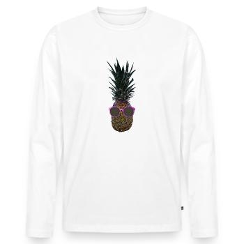 Pop Art Pineapple Porter Lunettes de soleil rose - T-shirt manches longues Premium bio Homme - blanc - Devant - Nico (187cm)