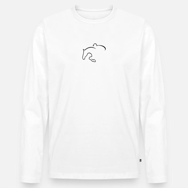 6061912 121501268 Springreiter - Männer Premium Bio Langarmshirt - Weiß