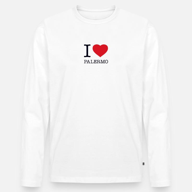 I LOVE PALERMO - Männer Premium Bio Langarmshirt - Weiß