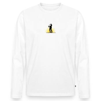 Saxofonist in Szene - Männer Premium Bio Langarmshirt - Weiß - Vorne - Nico (187cm)
