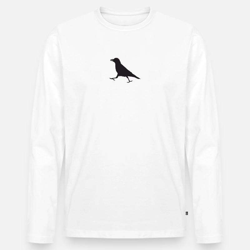Krähe I - Männer Premium Bio Langarmshirt - Weiß