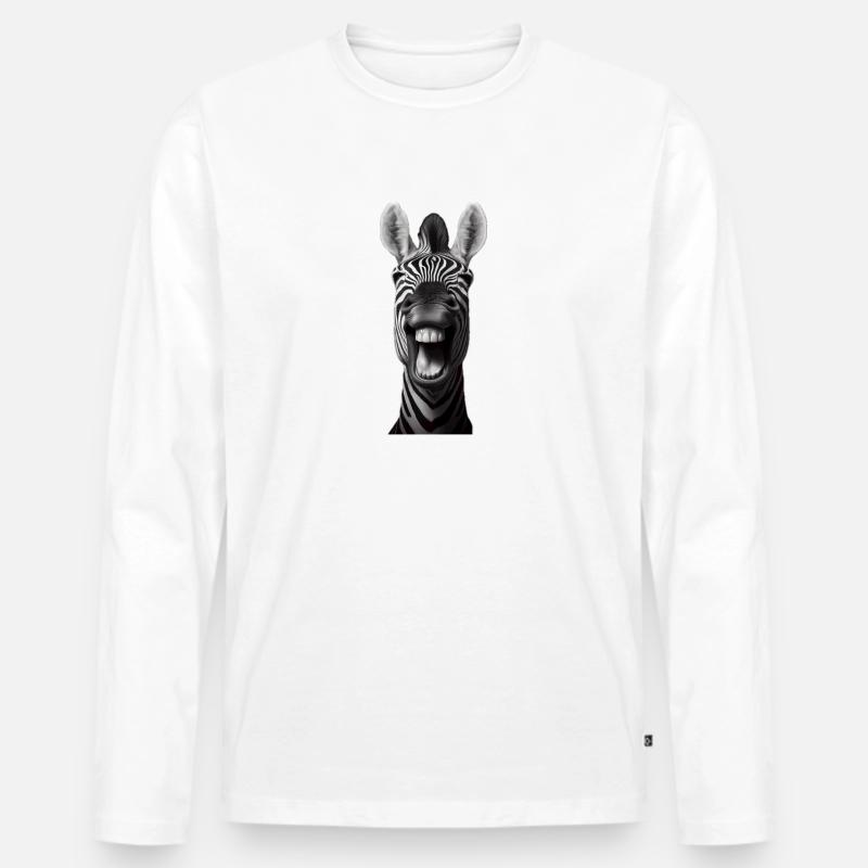 Lachender Esel 2 - Männer Premium Bio Langarmshirt - Weiß