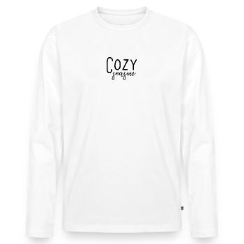 Cozy Season - Men's Premium Organic Long Sleeve Shirt - white - Front - Nico (187cm)