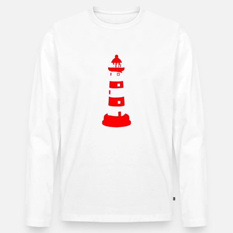 Leuchtturm - Männer Premium Bio Langarmshirt - Weiß