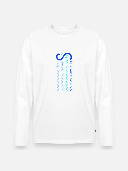 Eaux vives Version 2 - T-shirt manches longues Premium bio Homme - blanc