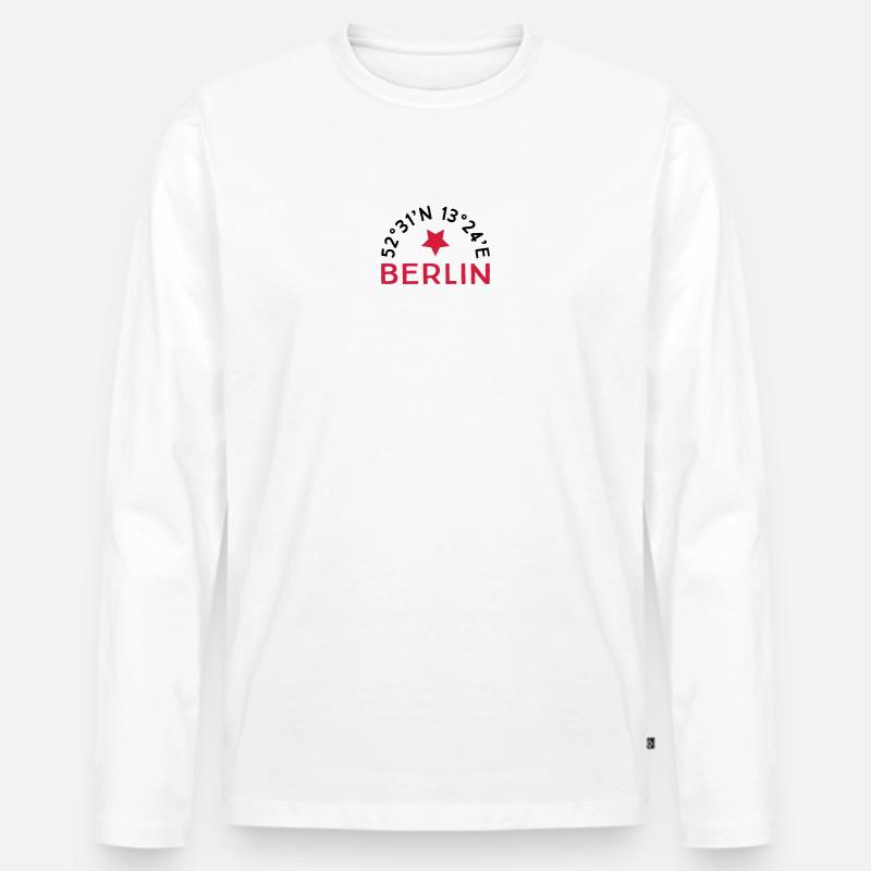Berlin - Männer Premium Bio Langarmshirt - Weiß