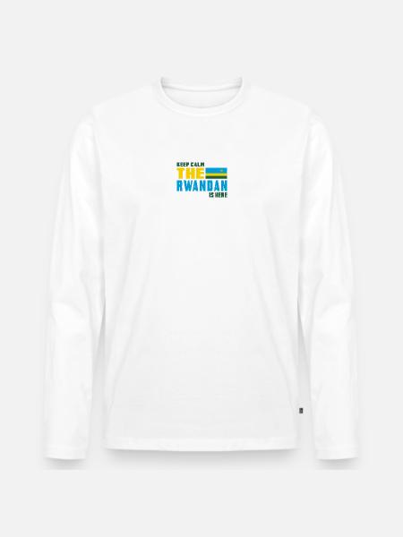 Design drapeau Rwanda Keep Calm - T-shirt manches longues Premium bio Homme - blanc