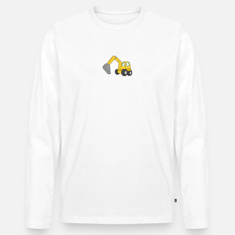 Bagger - Männer Premium Bio Langarmshirt - Weiß