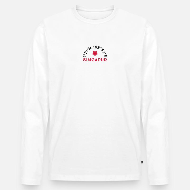 Singapur - Männer Premium Bio Langarmshirt - Weiß
