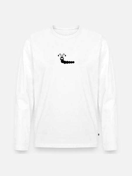 Lustiger Wurm - Männer Premium Bio Langarmshirt - Weiß