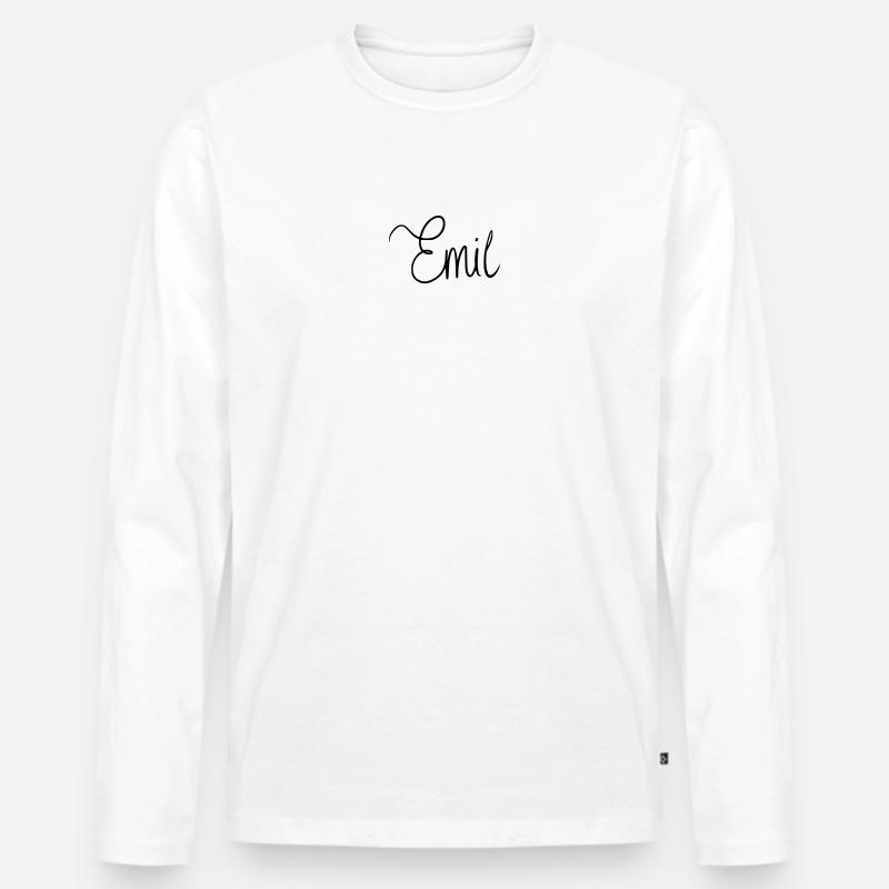 Emil - Männer Premium Bio Langarmshirt - Weiß