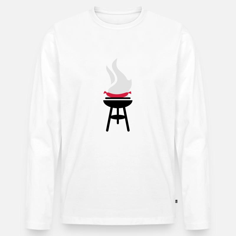 Sausage BBQ - Männer Premium Bio Langarmshirt - Weiß
