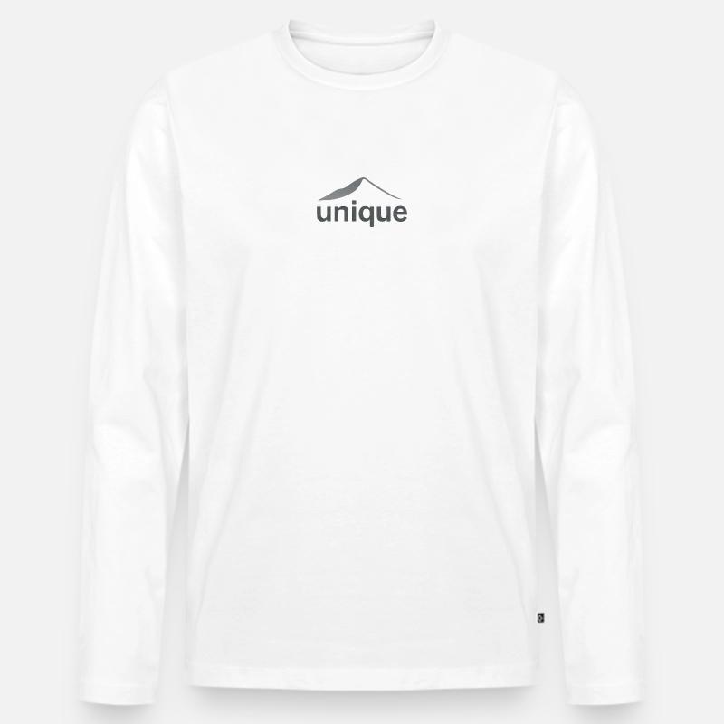 "Einzigartiges Bergdesign" - Männer Premium Bio Langarmshirt - Weiß