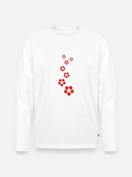 kirschblüten - Männer Premium Bio Langarmshirt - Weiß