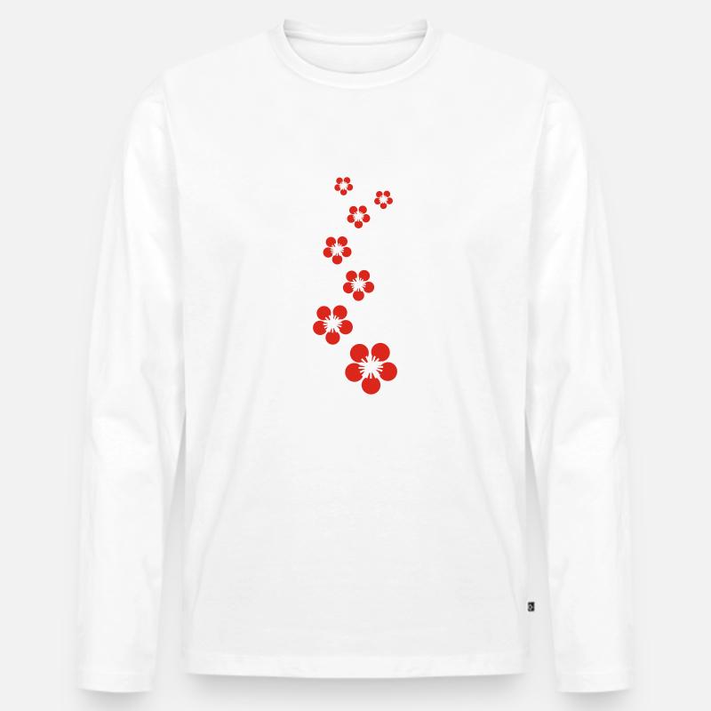kirschblüten - Männer Premium Bio Langarmshirt - Weiß