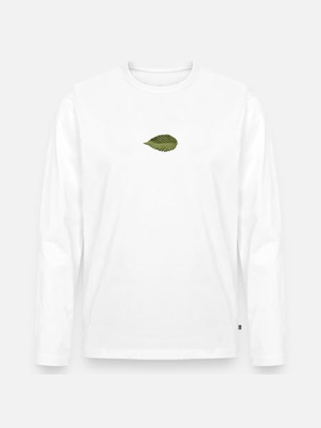 Leaf Structure Olive Green Pattern - Men's Premium Organic Long Sleeve Shirt - white