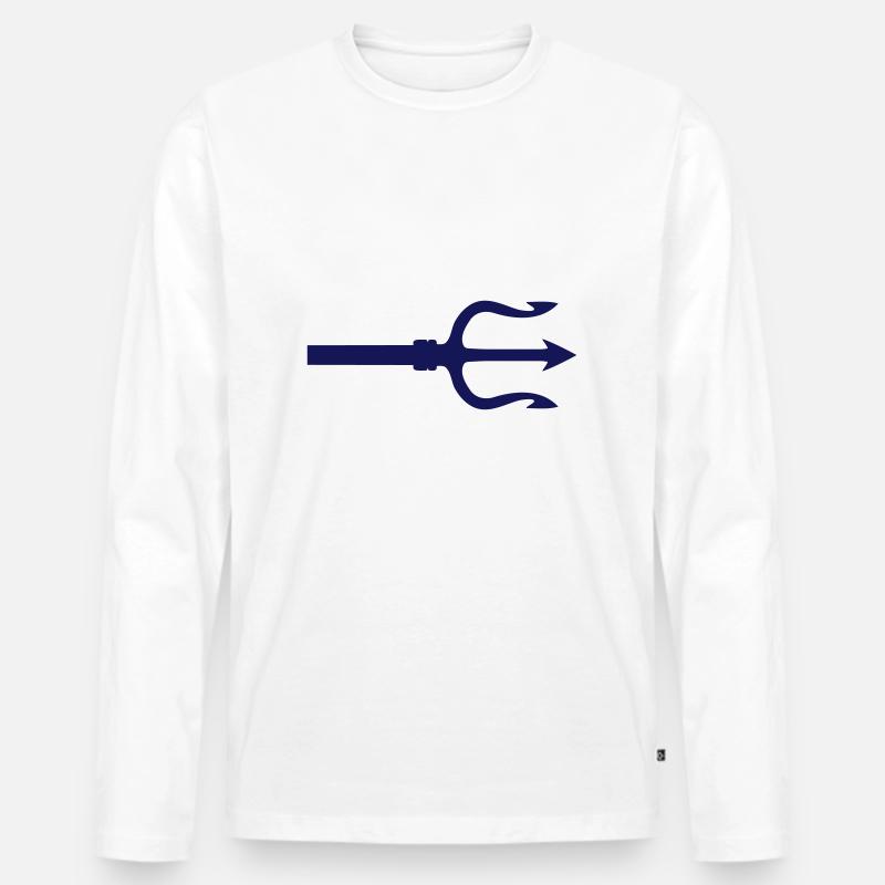 Dreizack - Männer Premium Bio Langarmshirt - Weiß