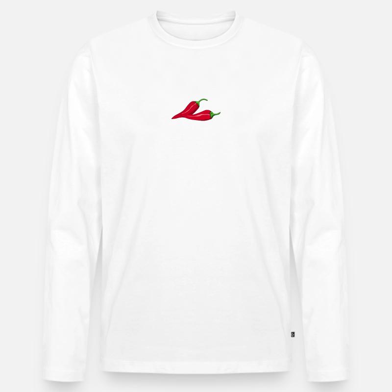 Hot Chili - Männer Premium Bio Langarmshirt - Weiß