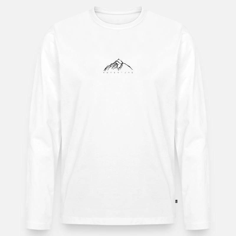 Graue Bergsilhouette - Männer Premium Bio Langarmshirt - Weiß