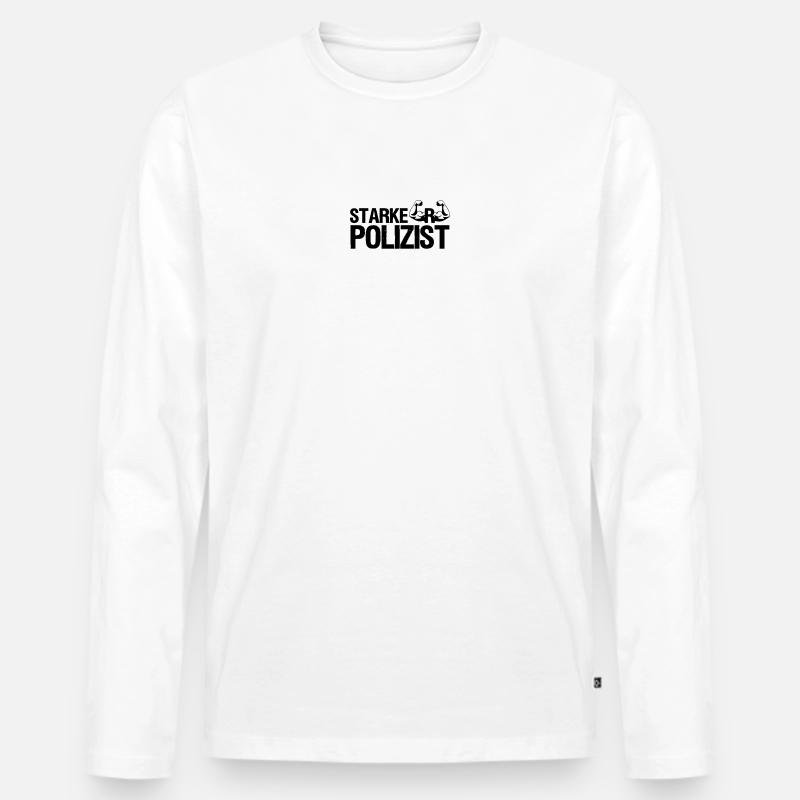 Starker Polizist, Polizei, Sprüche, Geschenk - Männer Premium Bio Langarmshirt - Weiß