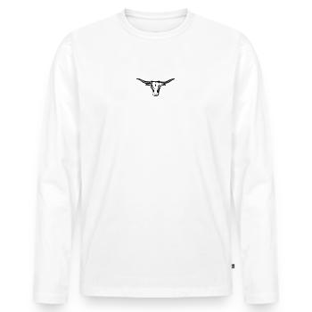 texas longhorn exit-shirt - Men's Premium Organic Long Sleeve Shirt - white - Front - Nico (187cm)